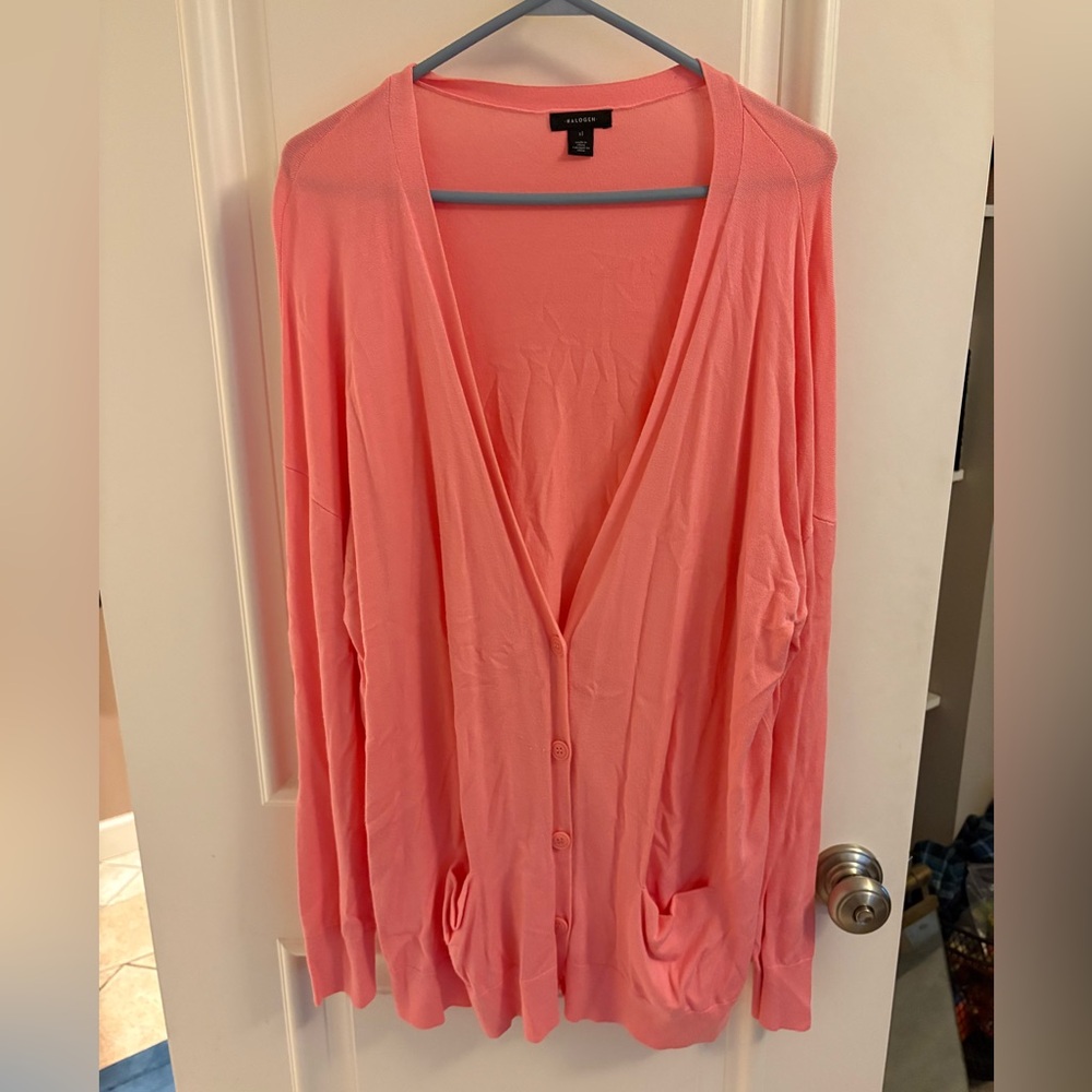 Halogen Long Coral Cardigan Sweater